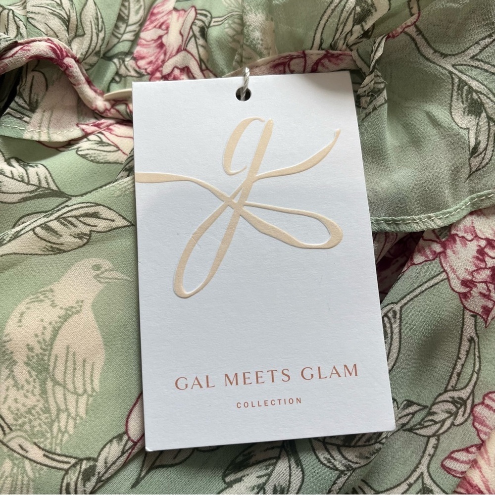 NWT Gal Meets Glam 8 Shelby Mint Green Floral Maxi Dress Ruffle Feminine - Picture 7 of 7